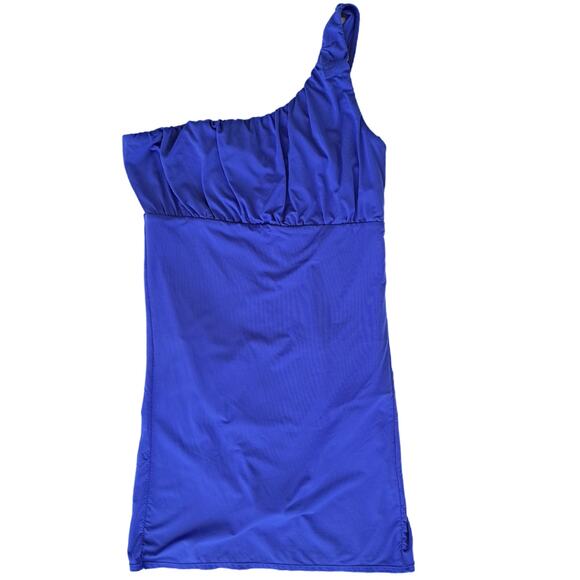 Jantzen One Shoulder Swim Dress Swimsuit Cobalt Blue Goddess One-piece Coverup - Picture 6 of 8